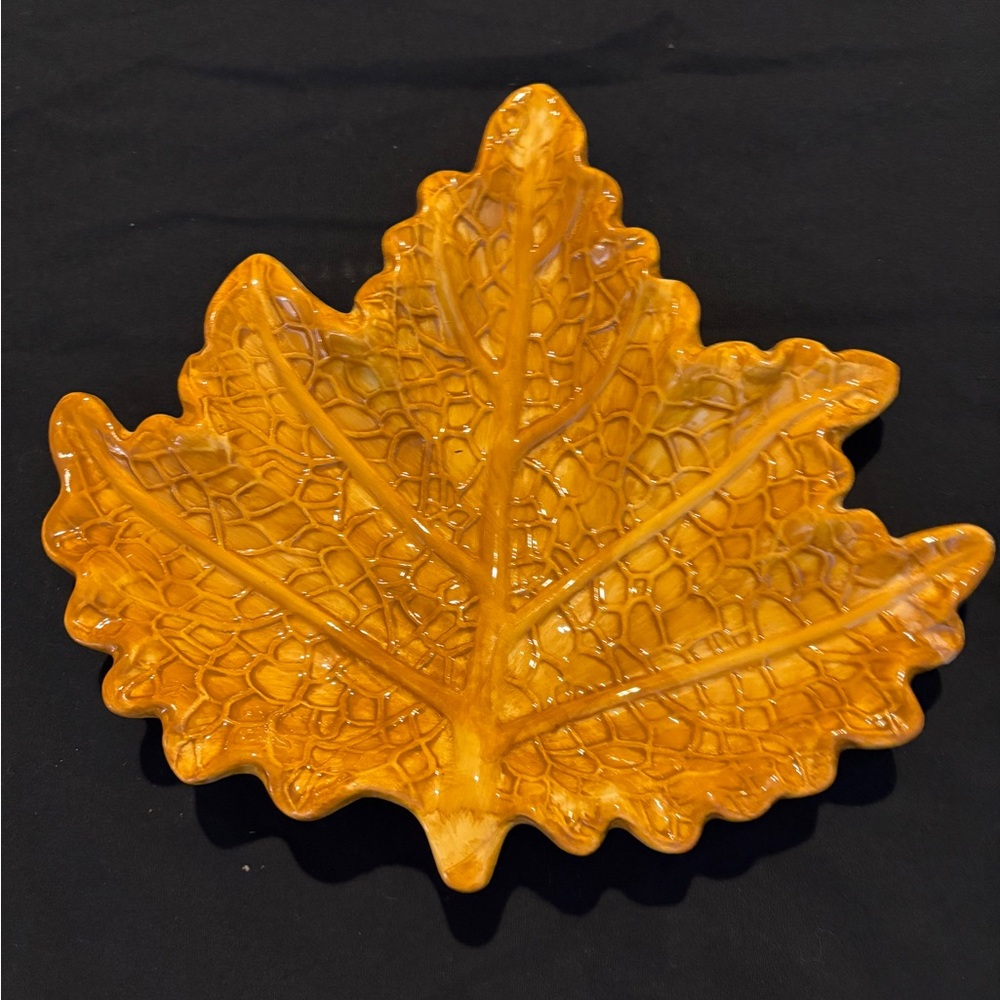 Leaf-Shaped Orange Decorative Dish by Style Eyes